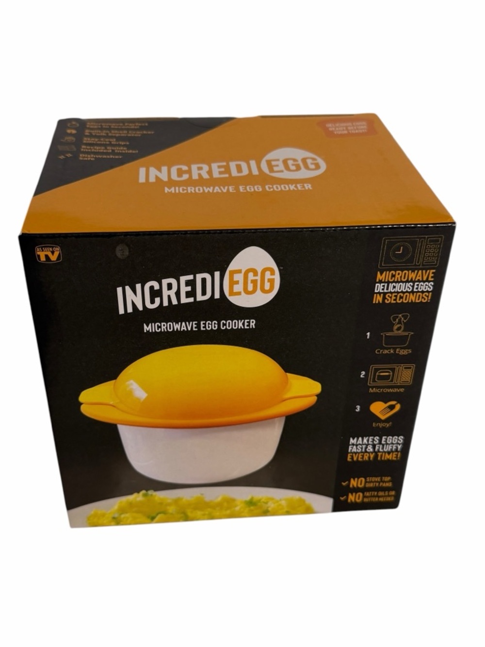 IncrediEGG Microwave Egg Cooker Poacher Pan Yellow As Seen On TV Kitchen